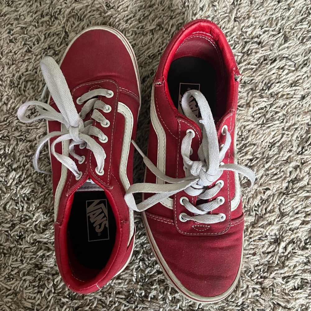 Vans Burgundy Canvas Shoes with White Details